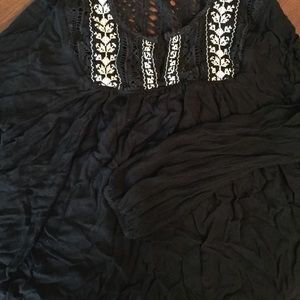Black Boho Style Top